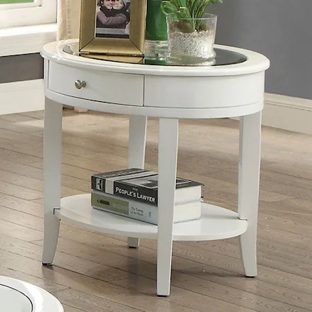 Contemporary End Table with Beveled Glass Top